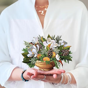 Mini Winter Magnolia Fresh Cut Paper Flowers Pop-Up Card