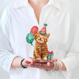 Mini Birthday Kitten Fresh Cut Paper Flowers Pop-Up Card