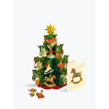 Christmas Tree with Nostalgic Ornaments Fresh Cut Paper Flowers Pop-Up Mini Bouquet