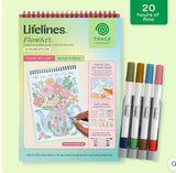 FlowArt Trace-by-Line Brunch in Bloom Meditative Dotting Activity Book & Markers