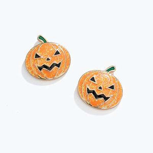 Halloween Earrings Glitter Halloween Jack-O-Lantern Pumpkins