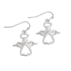 Holiday Earrings Silver Open Angels with Pearls