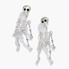 Halloween Earrings Silver Dangling Skeletons