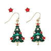 Holiday Earrings Christmas Trees and Red Crystal Duo