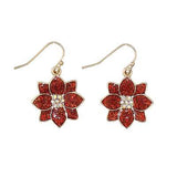 Holiday Earrings Gold Glitter Poinsettias