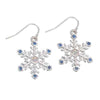 Holiday Earrings Silver Snowflakes with Crystals
