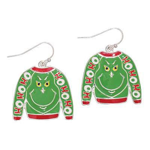 Holiday Earrings HOHOHO Grinchy Ugly Sweater