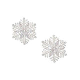 Holiday Earrings Silver Snowflake with Crystal