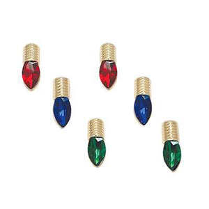 Holiday Earrings Crystal Christmas Bulb in Red Blue and Green Trio