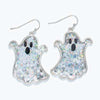 Halloween Earrings Silver Glitter Ghosts
