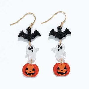 Halloween Earrings Bat Ghost Pumpkin Dangle