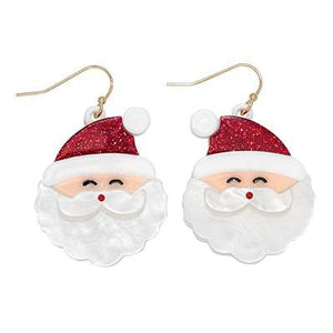 Holiday Earrings Jolly Santa with Crystals