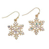 Holiday Earrings Gold Snowflake with Crystals