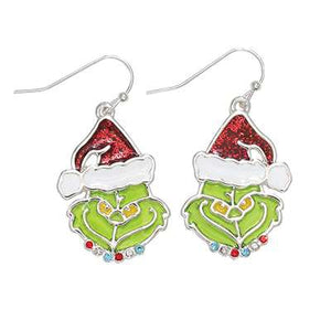 Holiday Earrings Stained Glass Grinch You're a Mean One