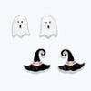 Halloween Earrings Ghost & Witch Hat Duo