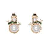Holiday Earrings Pearl and Crystal Snowmen