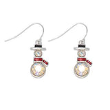 Holiday Earrings Crystal Snowman with Top Hat