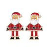 Holiday Earrings Jolly Santa in Red Suit with Pearls