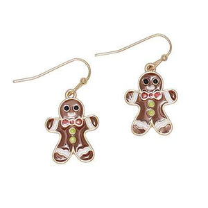 Holiday Earrings Enamel Gingerbread Men