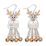 Holiday Earrings Two-tone Reindeer with Bell