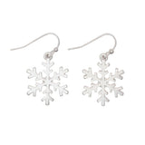Holiday Earrings Polished Silver Snowflakes