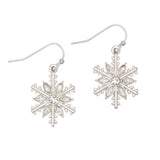 Holiday Earrings Silver Snowflake with Crystal