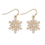 Holiday Earrings Gold Snowflakes with Crystals
