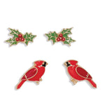 Holiday Earrings Duo Cardinals Holly