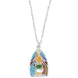 Holiday Necklace Stained Glass Nativity Holy Family