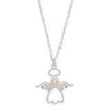 Holiday Necklace Silver Angel with Pearl