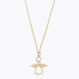 Holiday Necklace Gold Open Angel with Pearl