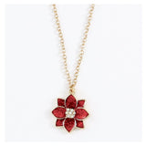 Holiday Necklace Gold Glitter Poinsettias