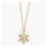 Holiday Necklace Gold Snowflake with Crystals