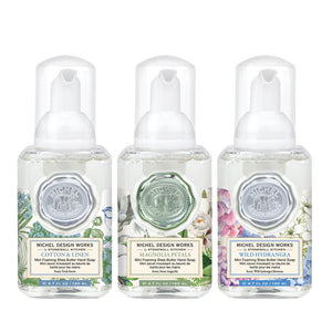Michel Design Works Mini Foaming Hand Soap Set Botanical Bliss - Cotton & Linen, Magnolia Petals & Wild Hydrangea