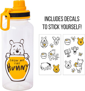  Silver Buffalo Winnie the Pooh Show Me The Hunny Twist Spout Plastic Water Bottle with Stickers You Stick Yourself, 32 Ounces