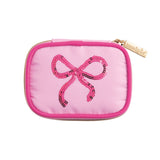 Pink Bow Sequin Zipper Pill Case