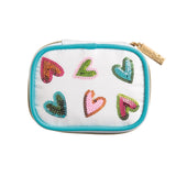 Colorful Hearts Sequin Zipper Pill Case