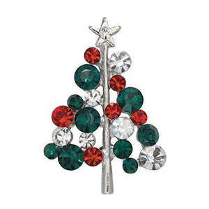 Holiday Brooch Pin Jeweled Holiday Tree