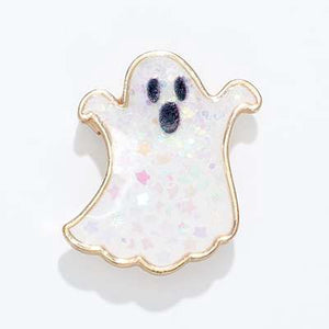 Halloween Brooch Pin Glittery Ghost