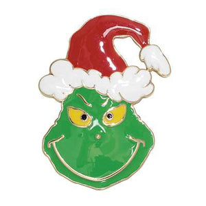 Holiday Brooch Pin You're a Mean One Grinch with Santa Hat