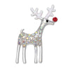 Holiday Brooch Pin Crystal Rudolph with Red Nose Reindeer