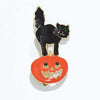 Halloween Pin Black Cat on Jack-O-Lantern Pumpkin