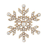 Holiday Pin Gold Snowflake with Clear Crystals