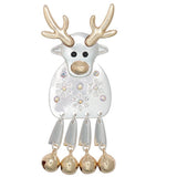 Holiday Pin Silver & Gold Reindeer with Dangle