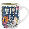 Alice in Wonderland with Cheshire Cat Collage Scene Curved Ceramic Mug, 25 Oz.