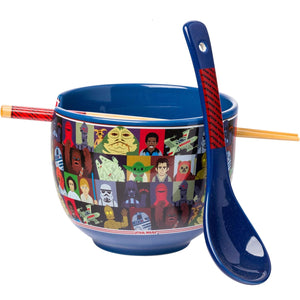 Star Wars Friends & Enemies Ceramic Ramen Bowl with Chopsticks and Spoon, 20 Oz.