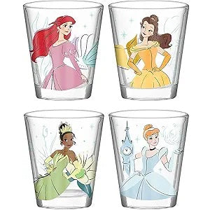Disney Princesses with Icons Mini  Glass Set of 4