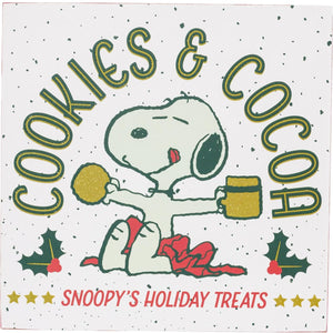 Peanuts Snoopy's Holiday Treats Cookies & Cocoa Glitter Wood Box Sign