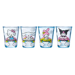 Hello Kitty & Friends Sanrio Characters on Cloud Mini Glasses Set of 4