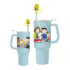 Snoopy and the Peanuts Gang Stainless Steel Tumbler with Woodstock Straw Cap, 40 Oz.
